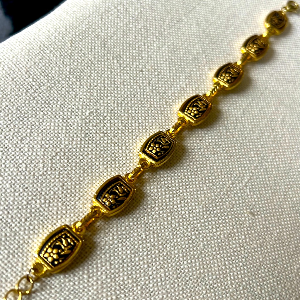 Vintage Spain Damascene Black Gold Enamel Bracelet